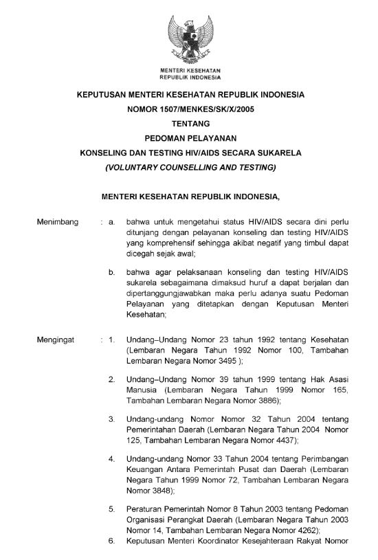 Book Cover: Keputusan Menteri Kesehatan 1507 2005